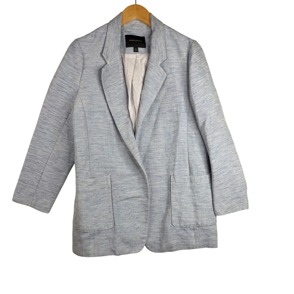 Banana Republic Linen Blend Textured Blazer size 10 Light Blue